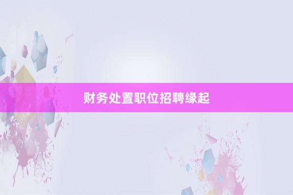 财务处置职位招聘缘起